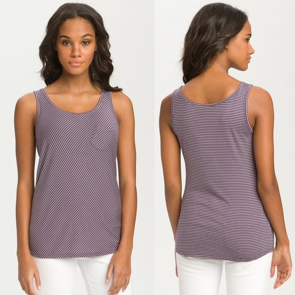 🍍Holistia Soft Purple Striped Pocket Tank Top - Picture 1 of 6